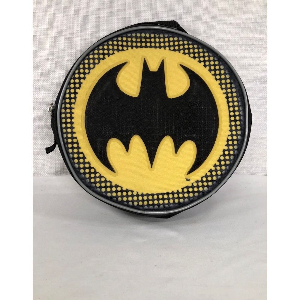 Batman Bioworld Round Insulated Lunch Bag Yellow Black Bat Signal Logo Kids Tote